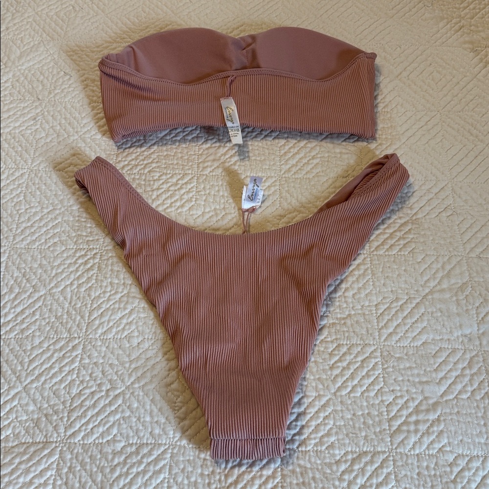 Pink Ribbed Bikini Set - Picture 2 of 2